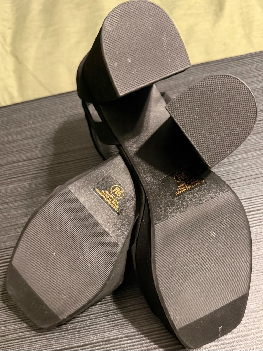 Black Platform Block Heel Sandals with Ankle Strap